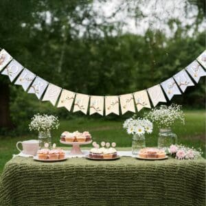 Knitted Woodland Bear Little baby Boy Cub Shower Bunting Flags