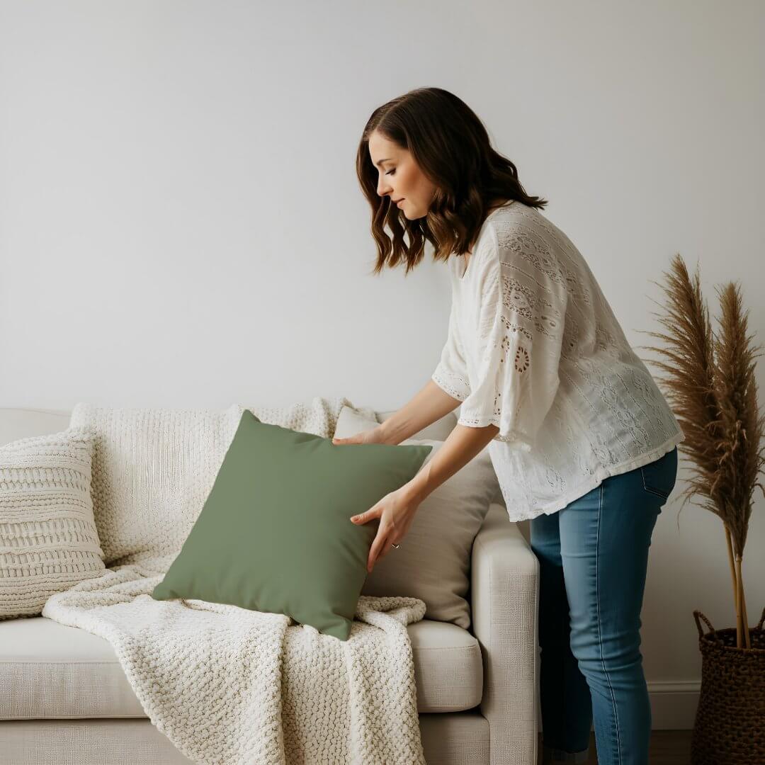 Simple Modern Minimal Solid Olive Green Decor Throw Pillow