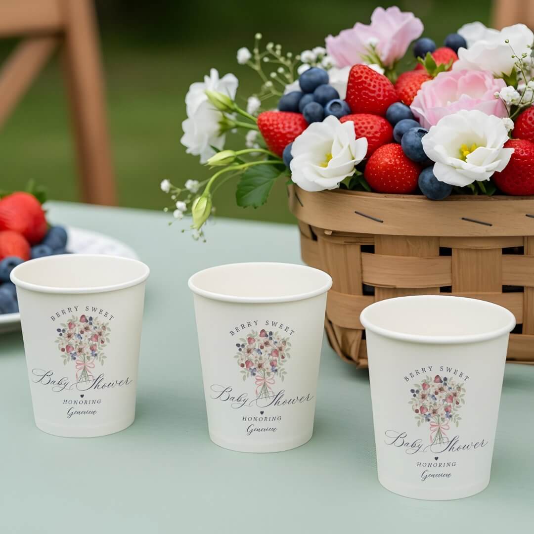 Berry Sweet Wild Berry Floral Bouquet Baby Shower Paper Cups
