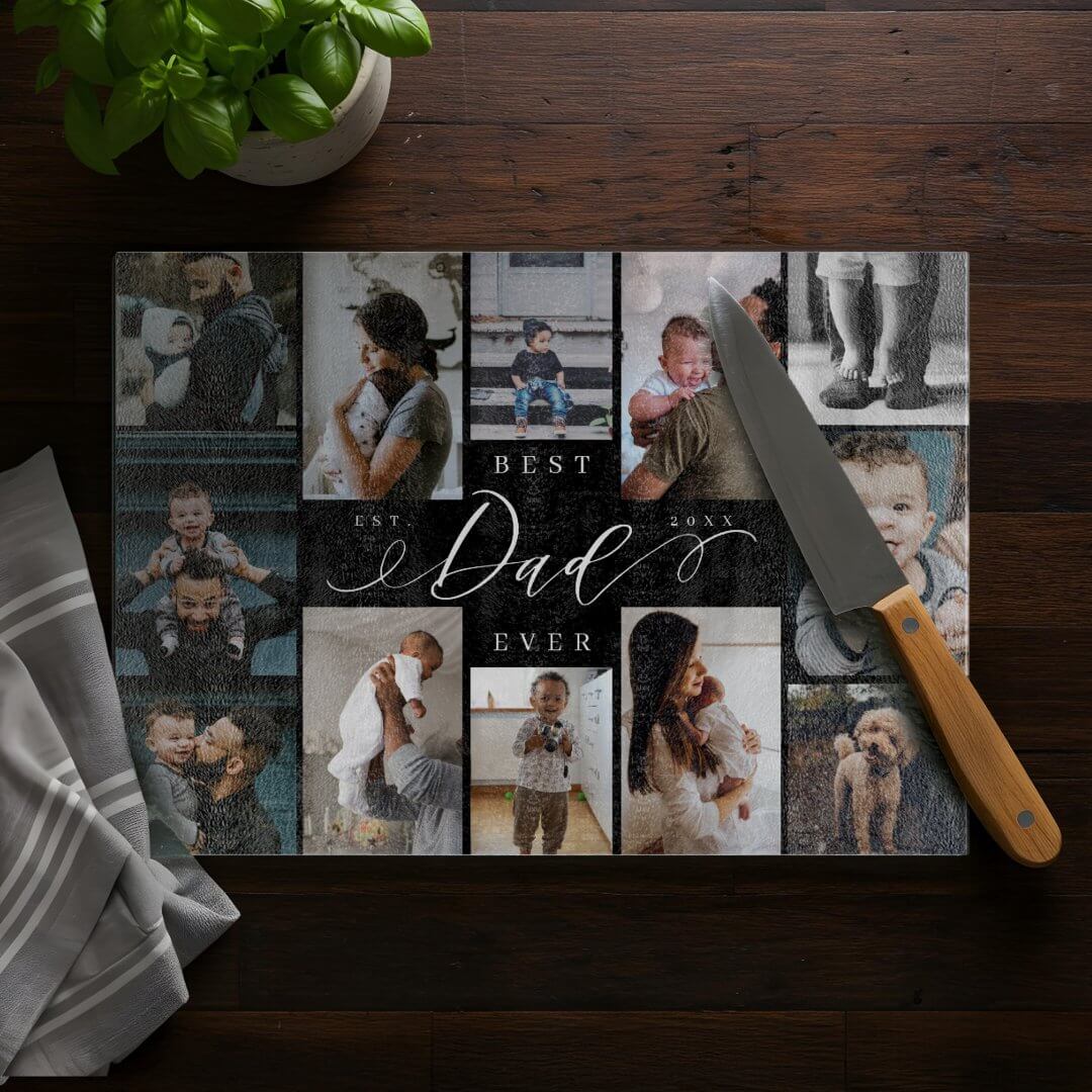 Best Dad Ever | Father's Day 12 Photo Collage Cutting Board