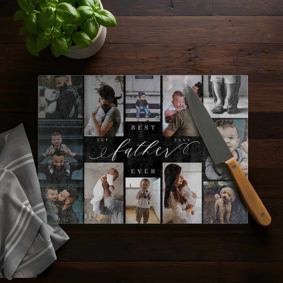 Best Father Ever | Father's Day 12 Photo Collage Cutting Board