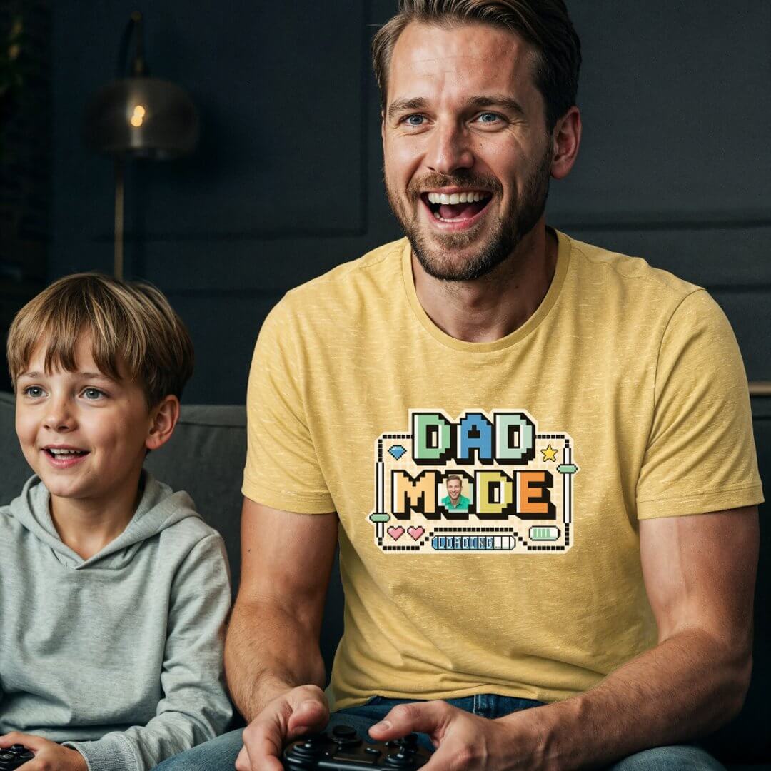 Fun Retro Level Up Dad Gamer Player Stats & Photo Tri-Blend Shirt