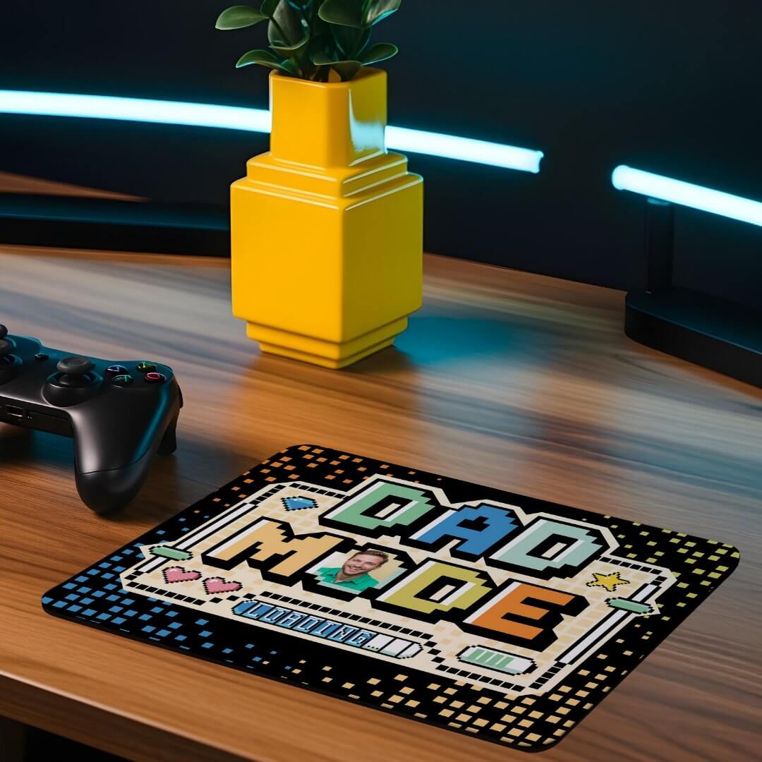 Fun Retro Pixel Level Up Dad Gamer Player Mouse Pad