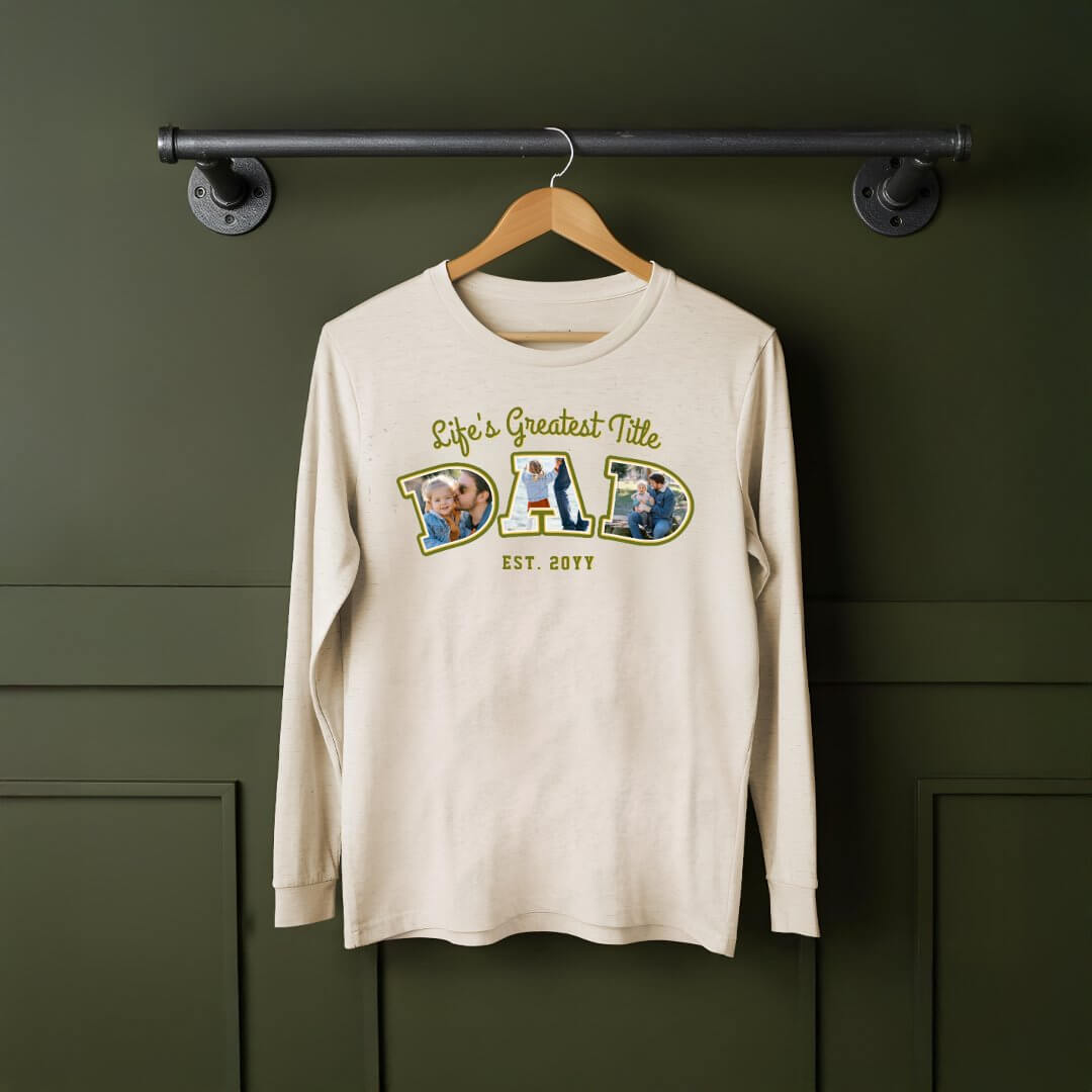 Photo Collage Bold Dad Letters Father's Day Gift Tri-Blend Shirt