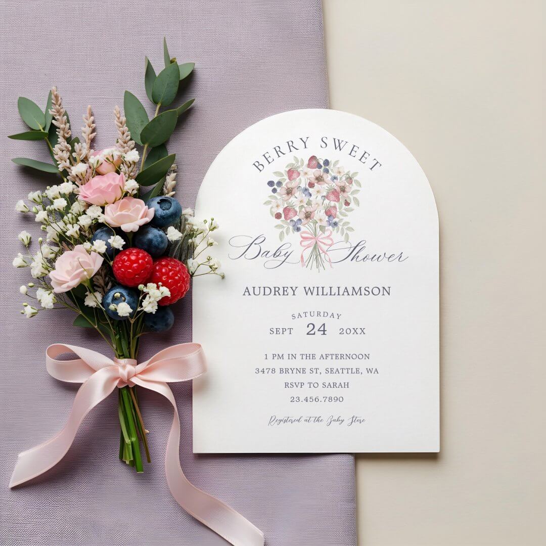 Wild Berry Floral Bouquet Berry Sweet Baby Shower Invitation