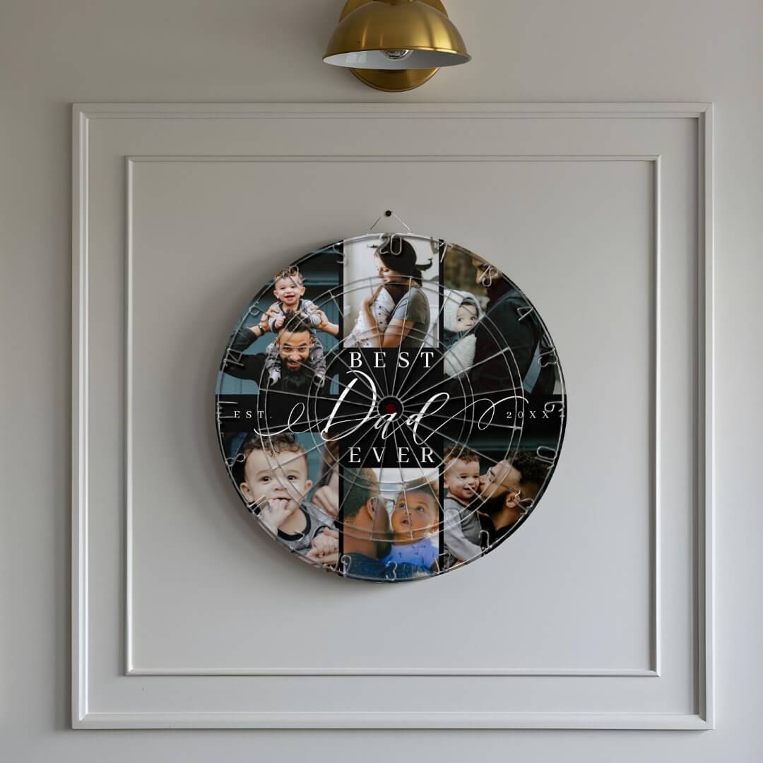 Best Dad Ever | Father's Day 6 Photo Collage Dart Board