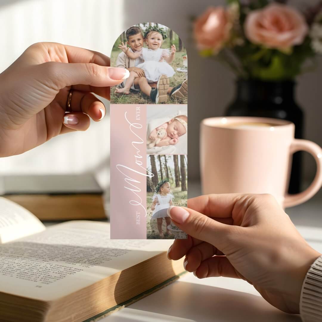 Best Mom Ever Script Mother's Day 3 Photo Collage Bookmarks