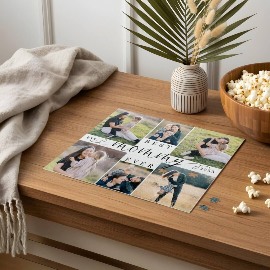 Best Mommy Ever Mom Script Heart Photo Collage Jigsaw Puzzle
