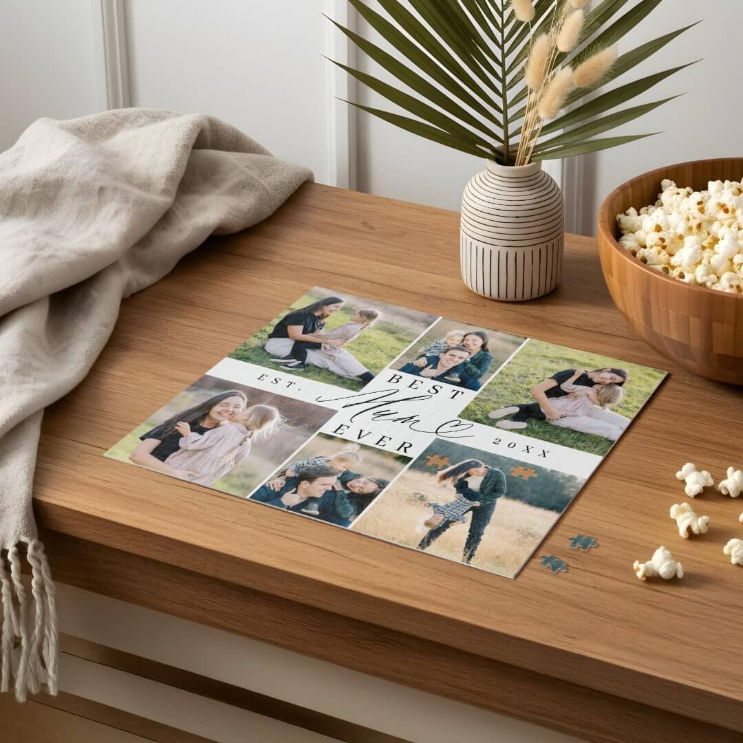 Best Mum Ever Mum Script Heart Photo Collage Jigsaw Puzzle