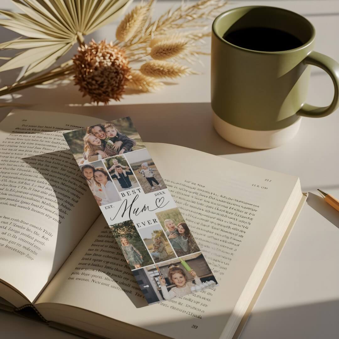 Best Mum Ever Script Mother's Day 8 Photo Collage Bookmarks