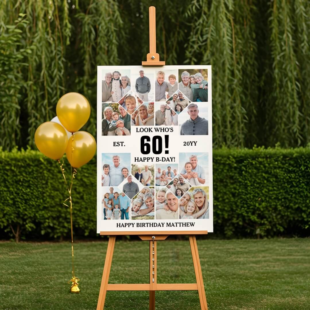 Custom Look Who's 60 Happy Birthday Photo Collage Foam Board