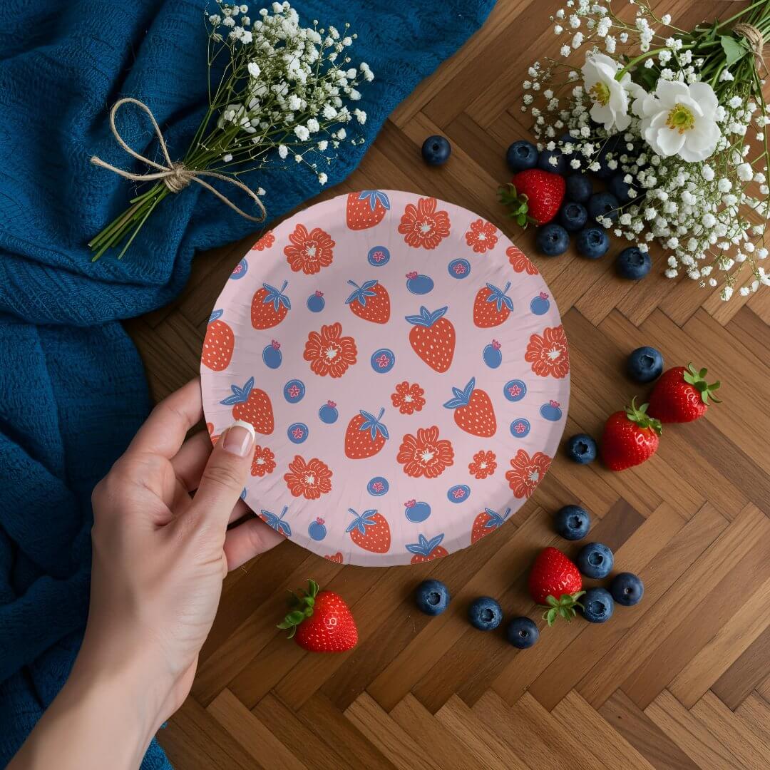 Cute Berry Sweet Strawberry Blueberry Baby Shower Paper Bowls