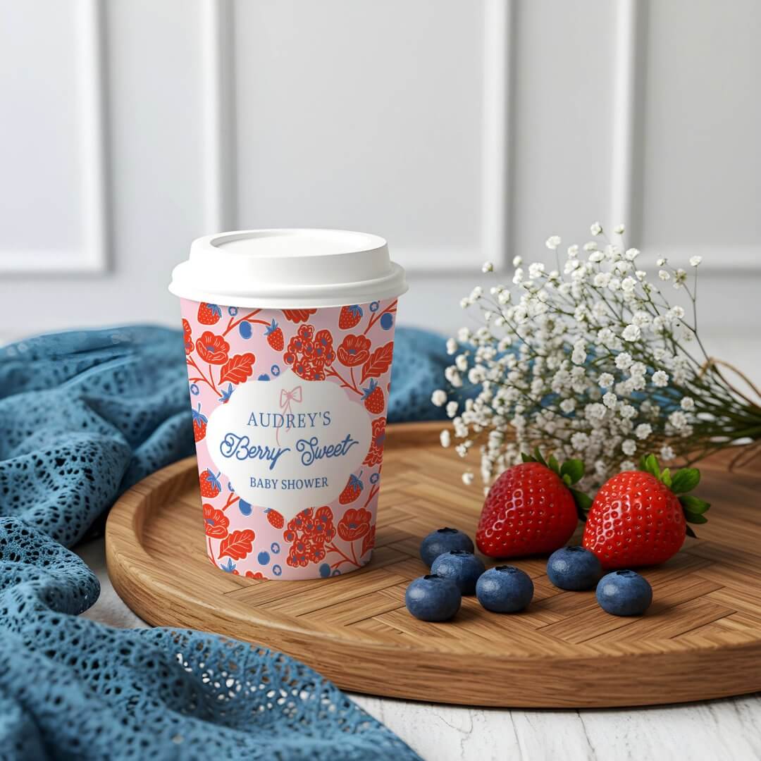 Cute Berry Sweet Strawberry Blueberry Baby Shower Paper Cups