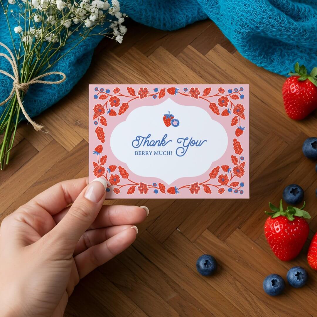 Cute Thank You Berry Much Berry Sweet Baby Shower Thank You Card