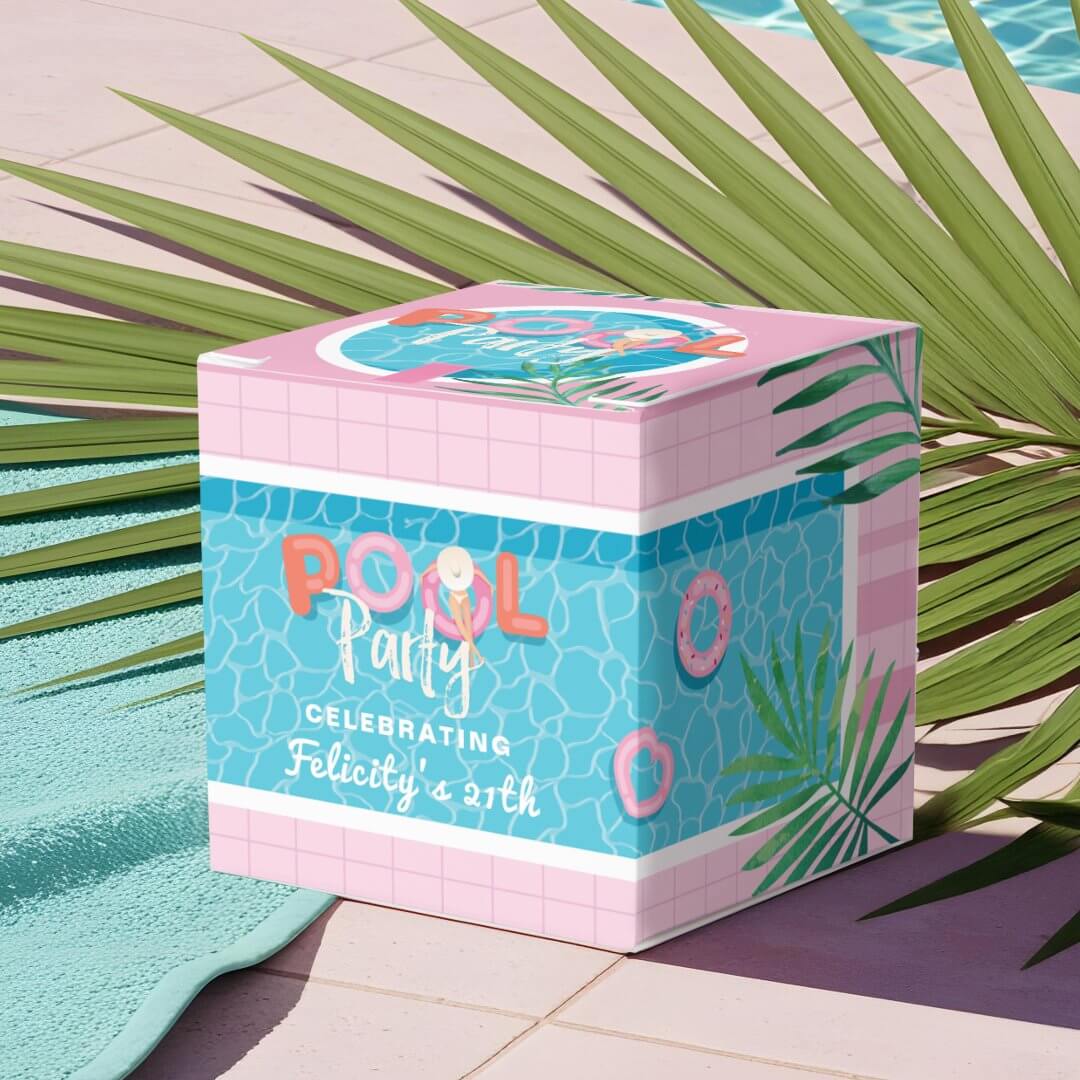 Fun Tropical Pink & Blue Summertime Pool Party Favor Boxes