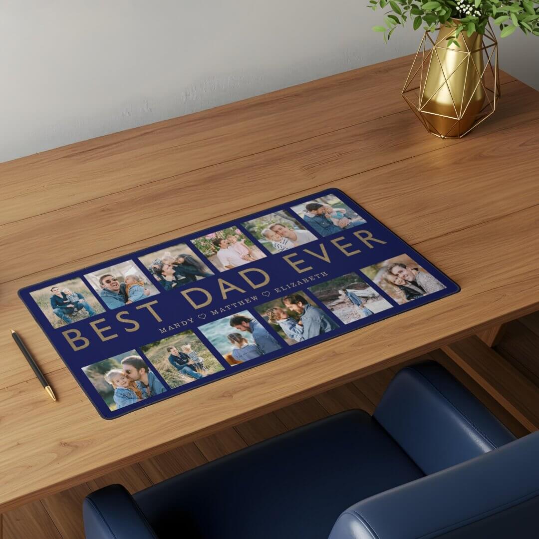 Gift for Dad | Best Dad Ever Family Photo Collage Desk Mat