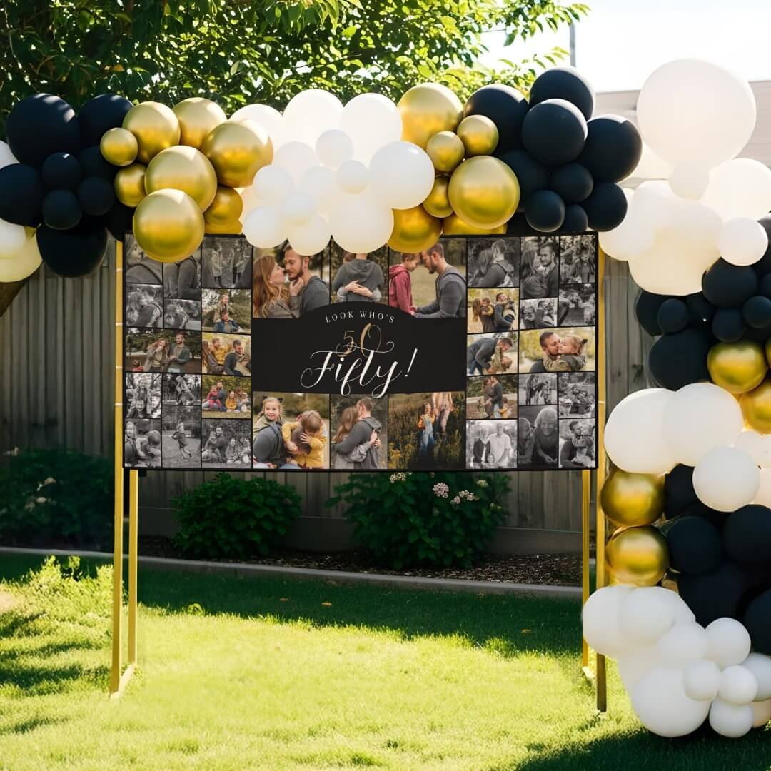 Look Who's 50 Happy Birthday Photo Collage Party Banner