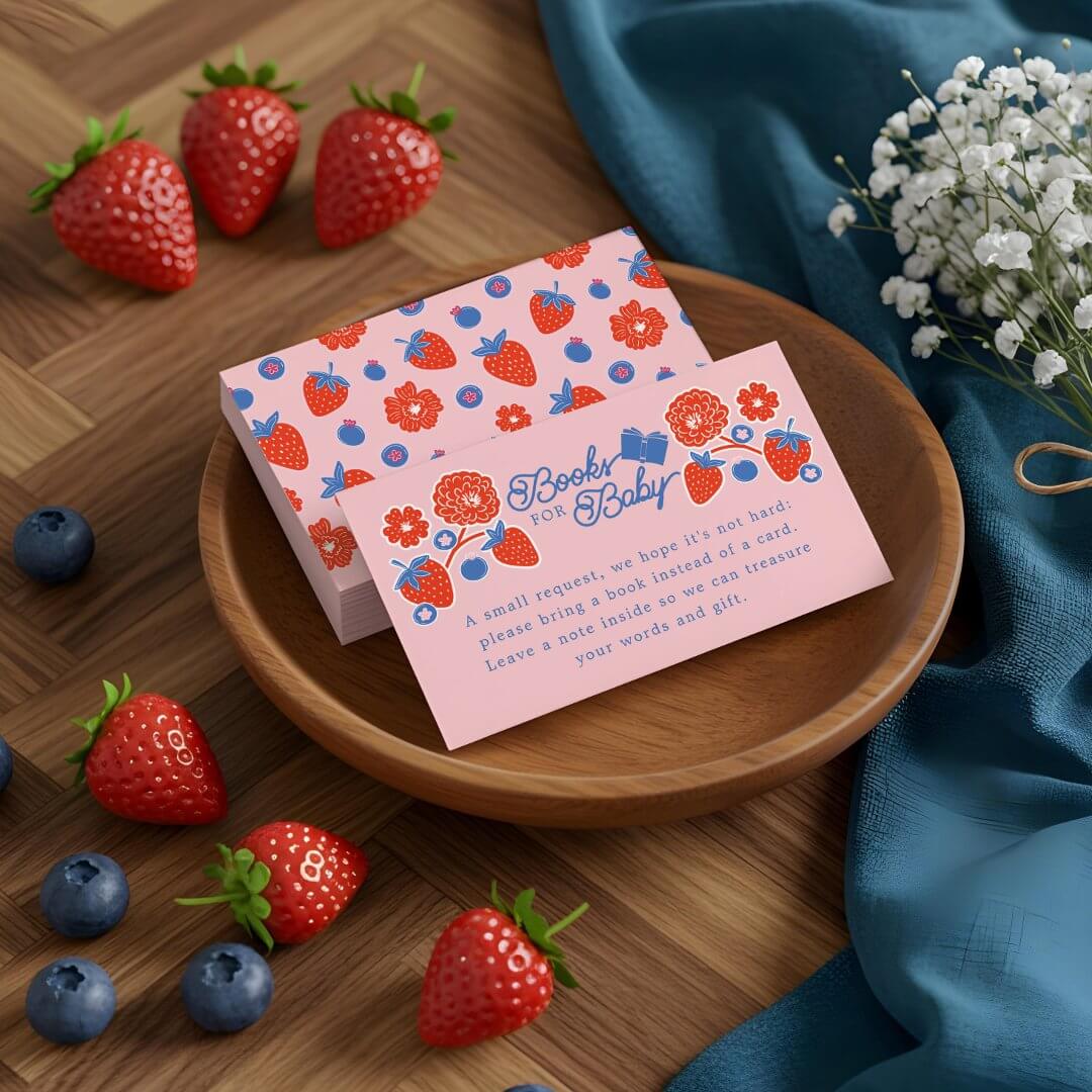 Pink Berry Sweet Blooms & Berries Books For Baby Enclosure Card