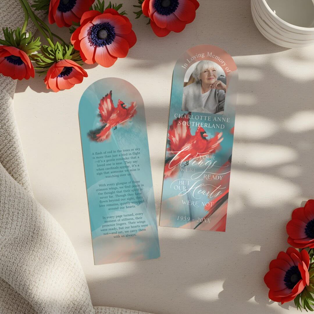 Your Wings Were Ready Red Cardinal Memorial Photo Bookmarks
