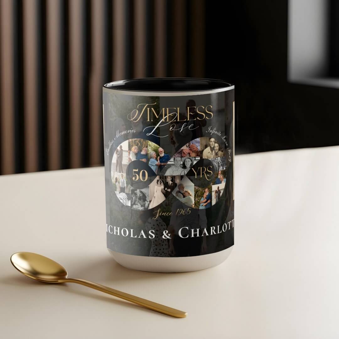 50th Wedding Anniversary Infinity Photo Collage Mug