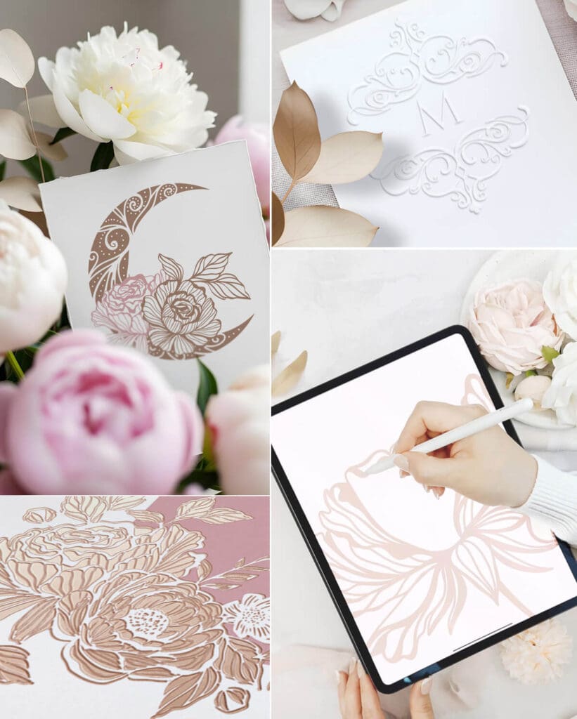 Magical Celestial Quinceañera Party Hand Drawn Artwork by Moodthology Papery