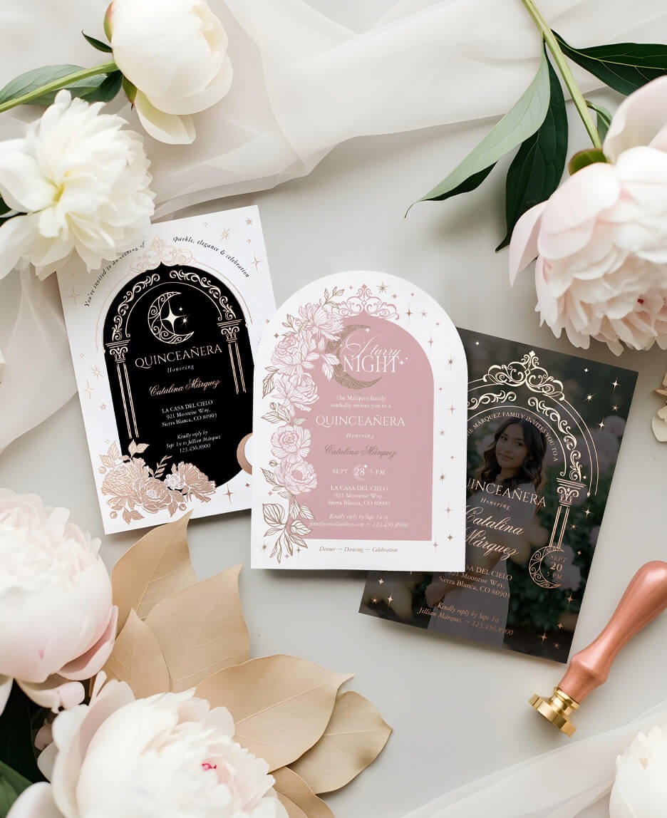 Magical Celestial Quinceañera PartyInvitationsDesignsByMoodthologyPapery