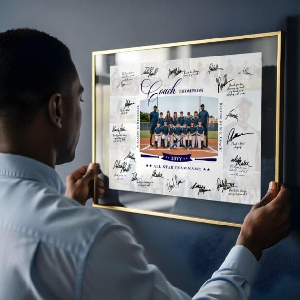 Coach Appreciation Photo Collage Team Signature Poster