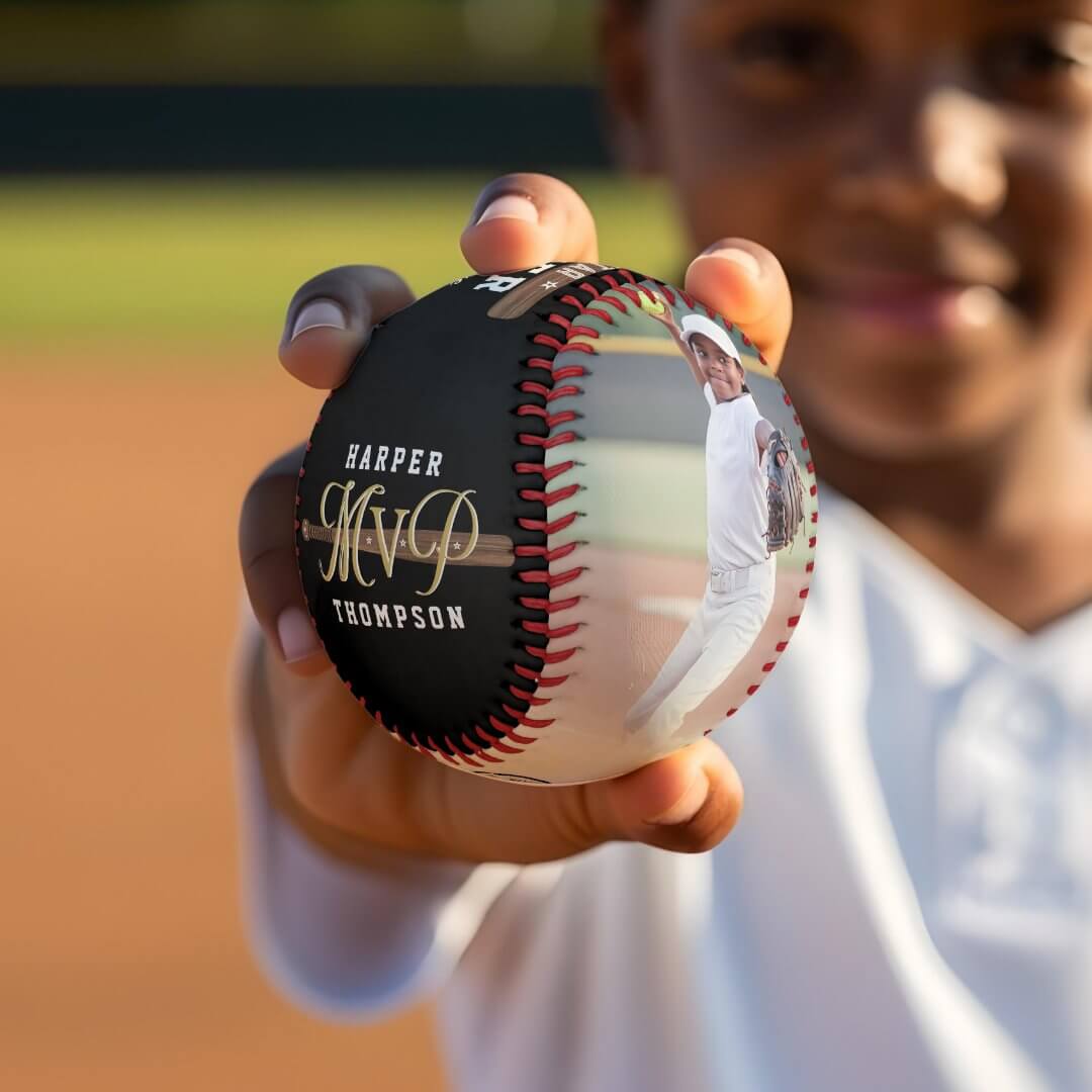 Custom MVP Player Sports Photo Collage Keepsake Black Baseball