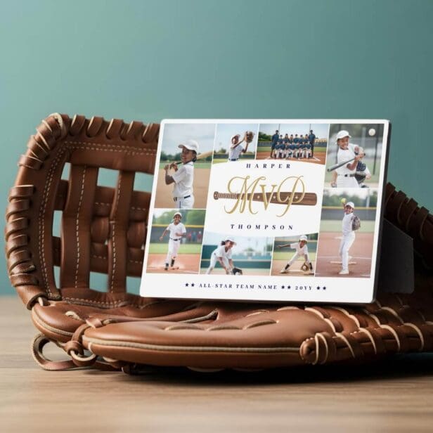 MVP Baseball Player Sports Photo Collage Keepsake Plaque