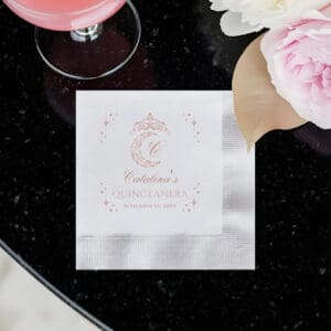Tiara Celestial Crescent Moon Monogram Foil Napkins