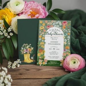 Baby in Bloom Floral Garden Greenhouse Baby Shower Invitation