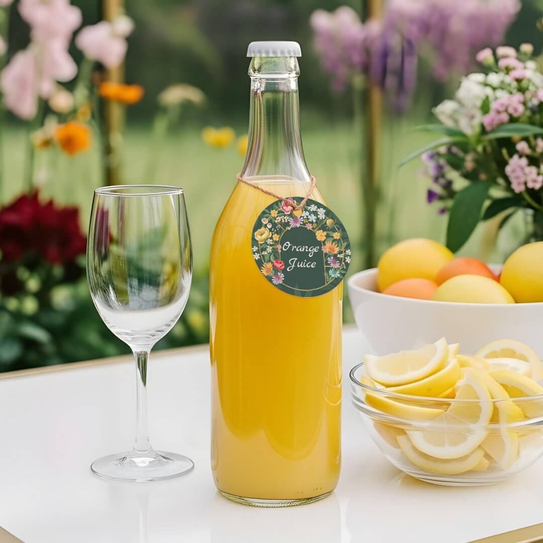 Baby in Bloom Floral Garden Party Mimosa Bar Juice Favor Tags