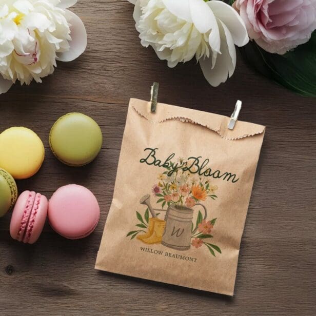 Baby in Bloom Floral Garden Rain Boots Baby Shower Favor Bag