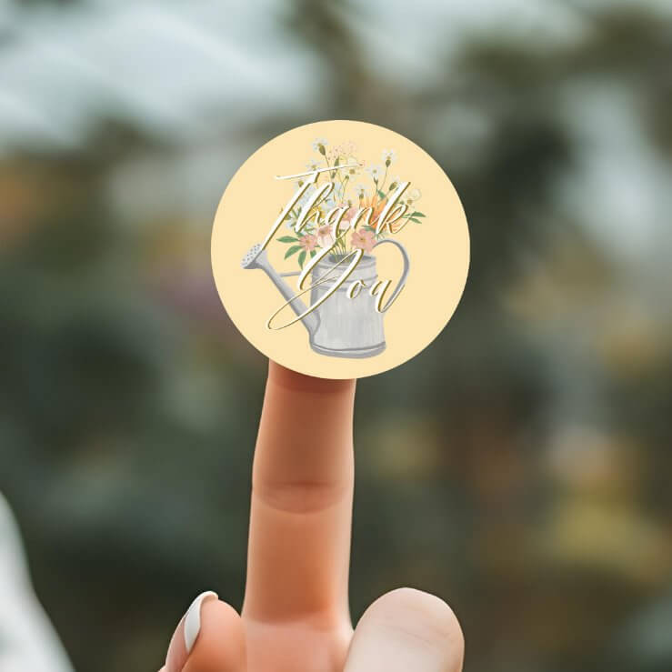 Baby in Bloom Floral Watering Can Shower Thank You Classic Round Sticker