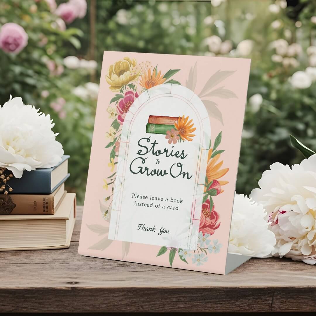 Baby in Bloom Summer Floral Garden Books for Baby Pedestal Sign