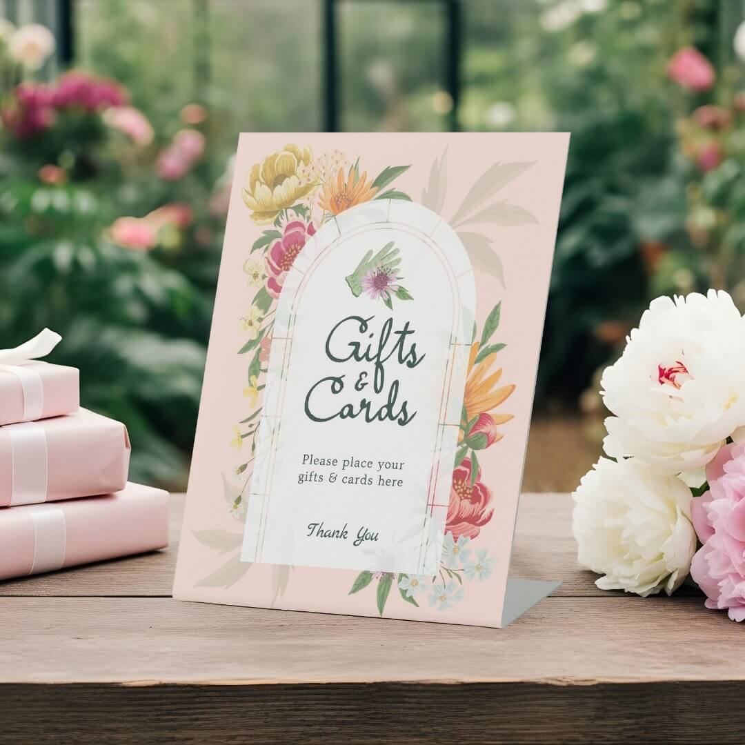 Baby in Bloom Summer Floral Garden Gifts & Cards Pedestal Sign