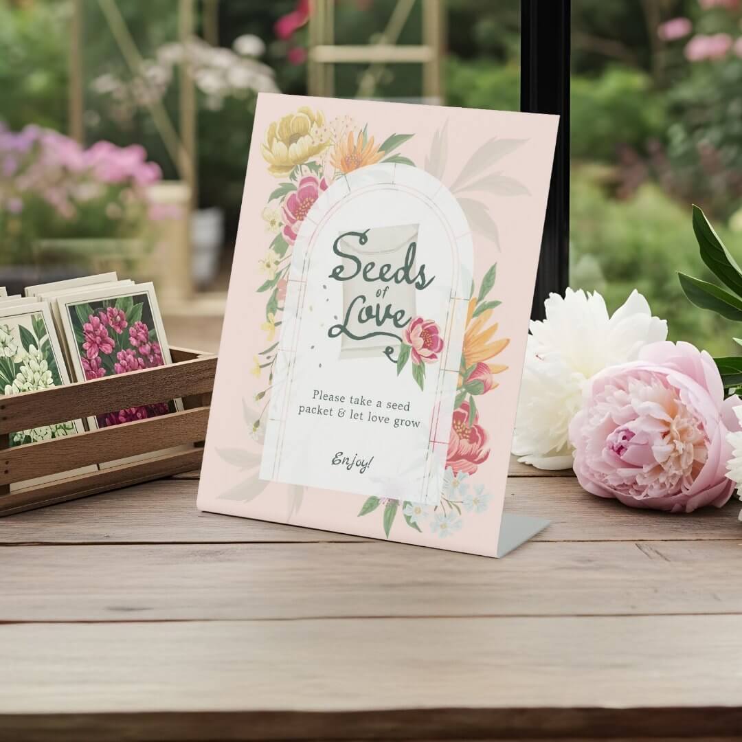 Baby in Bloom Summer Floral Garden Seeds of Love Pedestal Sign