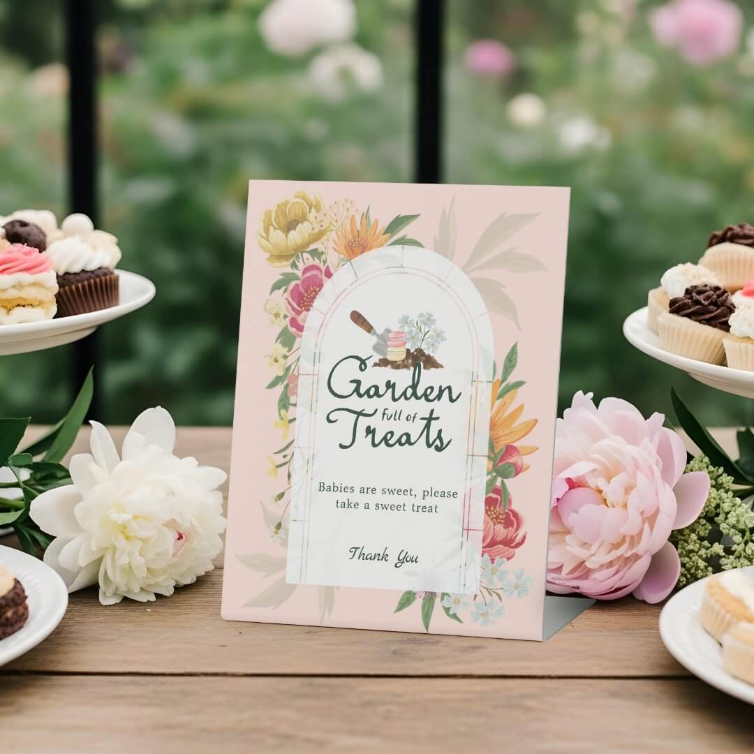 Baby in Bloom Summer Floral Garden Sweet Treats Pedestal Sign