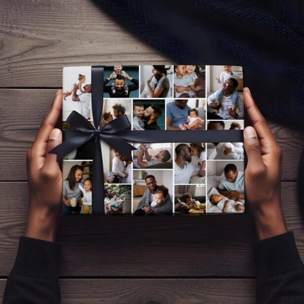 Best Dad Ever Personalized Family Photo Collage Wrapping Paper Sheets