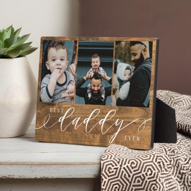 Best Daddy Ever Woodgrain Fathers Day Gift Photo Plaque