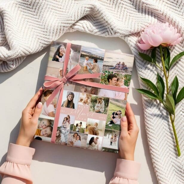 Best Mom Ever Script Mothers Day Photo Collage Wrapping Paper Sheets
