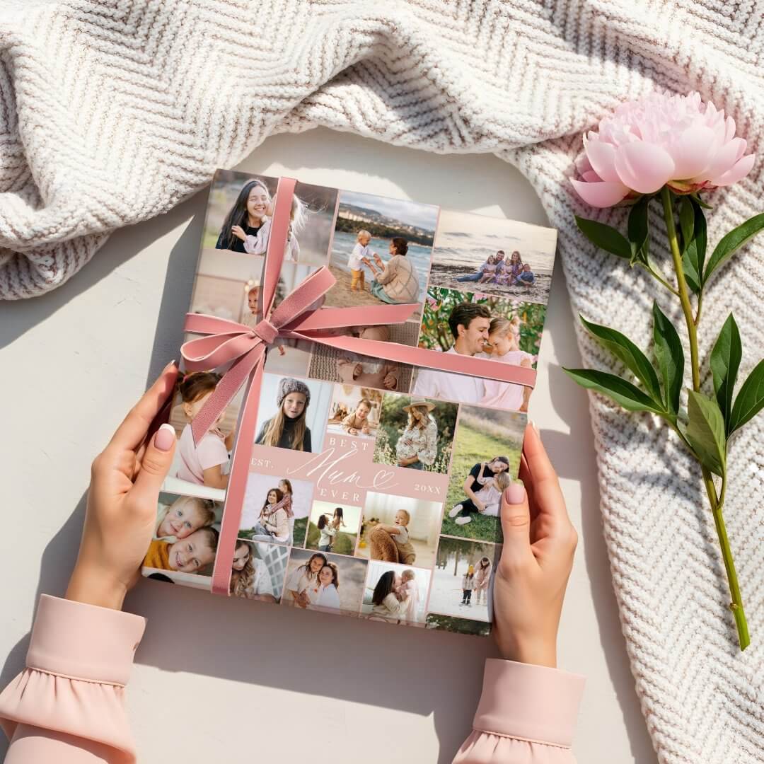 Best Mum Ever Script Mothers Day Photo Collage Wrapping Paper Sheets