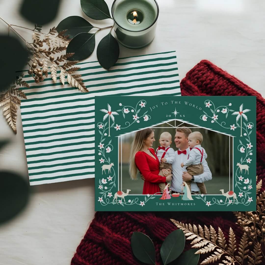 Christmas Religious Nativity Scene Family Photo Holiday Card