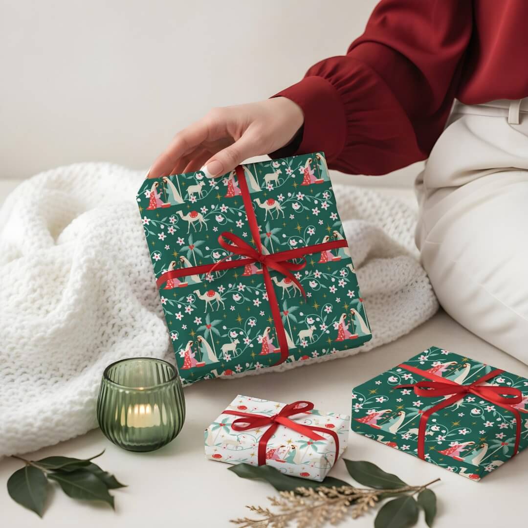 Christmas Religious Nativity Star Of Bethlehem Wrapping Paper Sheets