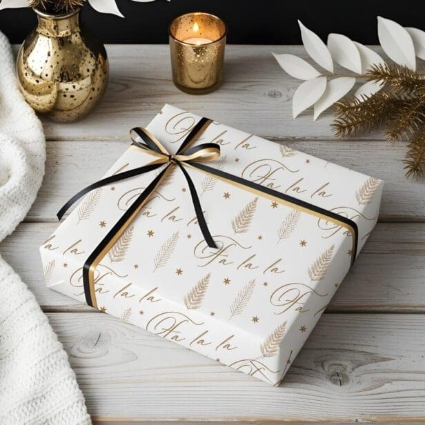 Elegant Luxury Holiday Evergreen Forest Fa La La Wrapping Paper