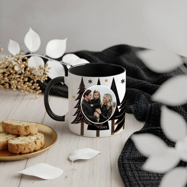 Elegant Modern Evergreen Christmas Tree Photo Mug
