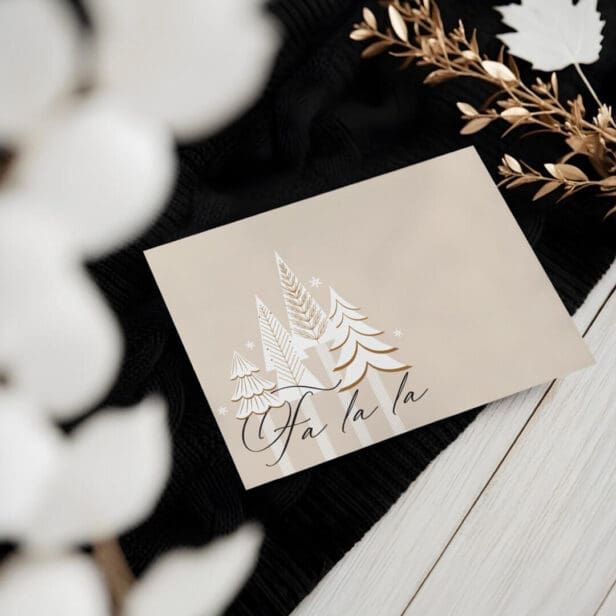 Elegant Modern Fa La La Evergreen Tree Christmas Envelope