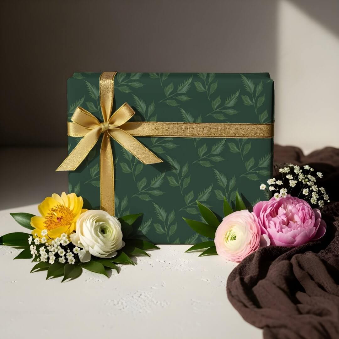Elegant Watercolor Botanical Garden Leaf Pattern Wrapping Paper