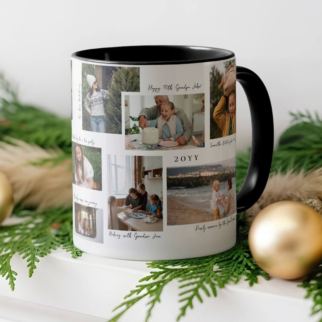 Year in Moments 11 Family Photo Collage & Captions 11oz Mug