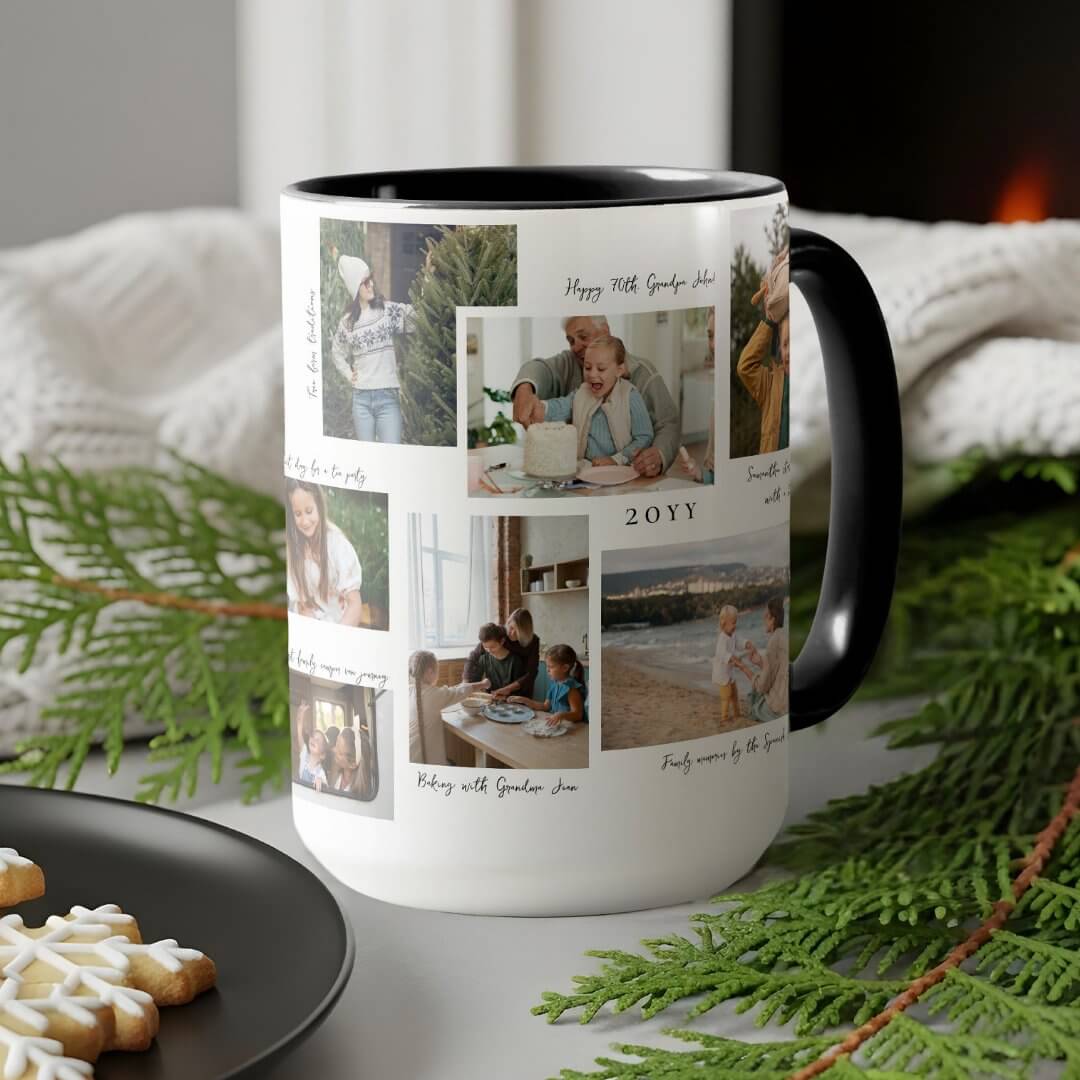 Year in Moments 11 Family Photo Collage & Captions 15oz Mug